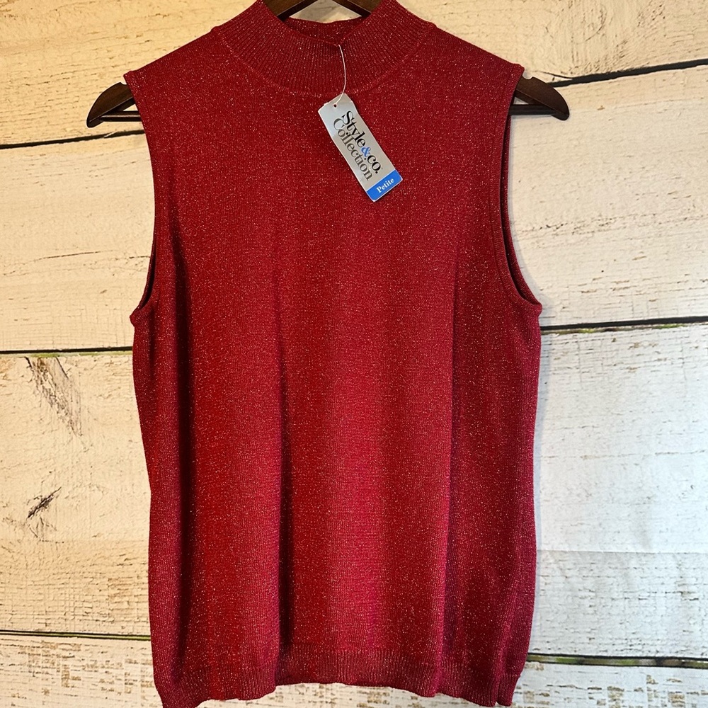 SHIMMERING STYLE AND CO Red Sleeveless Sweater NWT